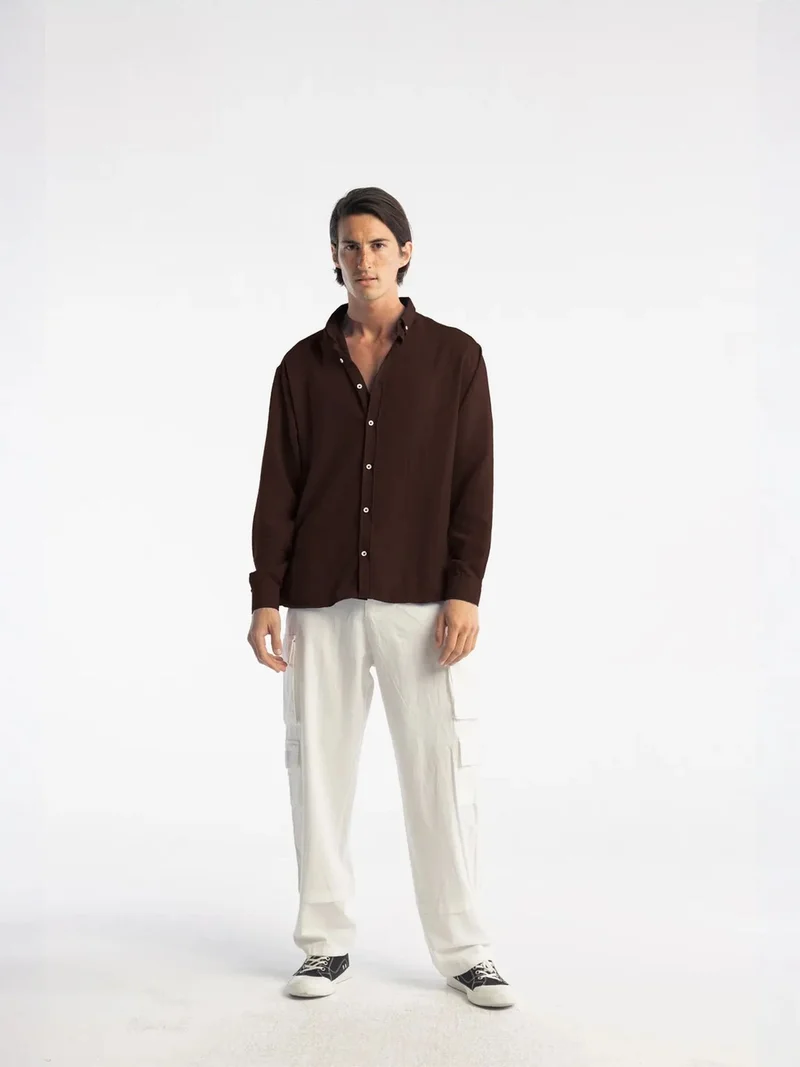جيستو GIESTO Oversized Button-Up Long Sleeve Shirt